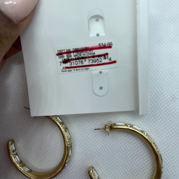 Badgley Mischka Crystal Stone Hoop Earrings - Picture 6 of 6